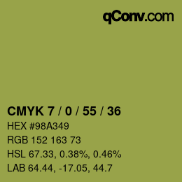 カラーコード: CMYK 7 / 0 / 55 / 36 | qconv.com