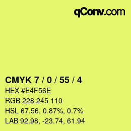 Color code: CMYK 7 / 0 / 55 / 4 | qconv.com