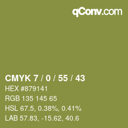 カラーコード: CMYK 7 / 0 / 55 / 43 | qconv.com