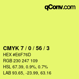 Color code: CMYK 7 / 0 / 56 / 3 | qconv.com