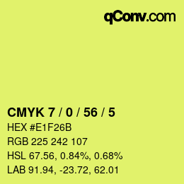 Color code: CMYK 7 / 0 / 56 / 5 | qconv.com