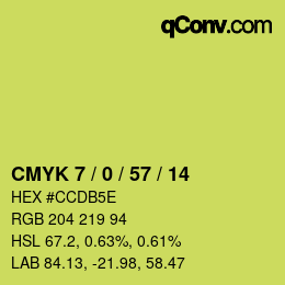 カラーコード: CMYK 7 / 0 / 57 / 14 | qconv.com