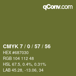 Color code: CMYK 7 / 0 / 57 / 56 | qconv.com