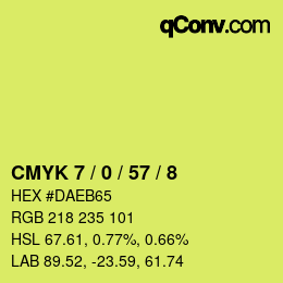 颜色代码: CMYK 7 / 0 / 57 / 8 | qconv.com