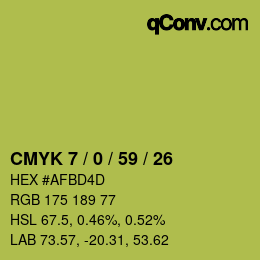 Farbcode: CMYK 7 / 0 / 59 / 26 | qconv.com