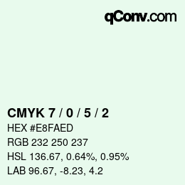 カラーコード: CMYK 7 / 0 / 5 / 2 | qconv.com