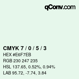 颜色代码: CMYK 7 / 0 / 5 / 3 | qconv.com