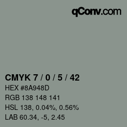 カラーコード: CMYK 7 / 0 / 5 / 42 | qconv.com