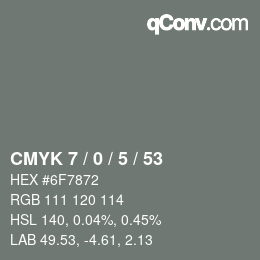 Color code: CMYK 7 / 0 / 5 / 53 | qconv.com