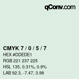 颜色代码: CMYK 7 / 0 / 5 / 7 | qconv.com