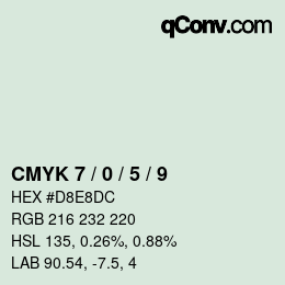 颜色代码: CMYK 7 / 0 / 5 / 9 | qconv.com