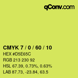 カラーコード: CMYK 7 / 0 / 60 / 10 | qconv.com