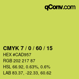 カラーコード: CMYK 7 / 0 / 60 / 15 | qconv.com