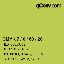 カラーコード: CMYK 7 / 0 / 60 / 20 | qconv.com