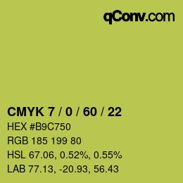 颜色代码: CMYK 7 / 0 / 60 / 22 | qconv.com