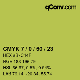 Farbcode: CMYK 7 / 0 / 60 / 23 | qconv.com