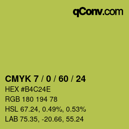 カラーコード: CMYK 7 / 0 / 60 / 24 | qconv.com