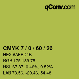 カラーコード: CMYK 7 / 0 / 60 / 26 | qconv.com