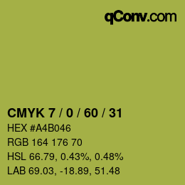 カラーコード: CMYK 7 / 0 / 60 / 31 | qconv.com