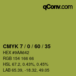 颜色代码: CMYK 7 / 0 / 60 / 35 | qconv.com