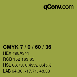 カラーコード: CMYK 7 / 0 / 60 / 36 | qconv.com