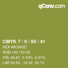 カラーコード: CMYK 7 / 0 / 60 / 41 | qconv.com