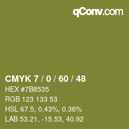 颜色代码: CMYK 7 / 0 / 60 / 48 | qconv.com