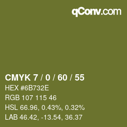 颜色代码: CMYK 7 / 0 / 60 / 55 | qconv.com