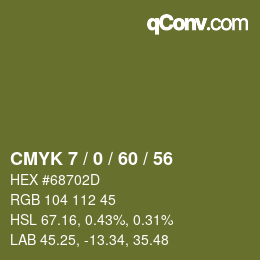 カラーコード: CMYK 7 / 0 / 60 / 56 | qconv.com