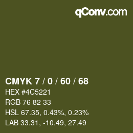 颜色代码: CMYK 7 / 0 / 60 / 68 | qconv.com