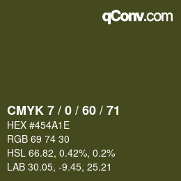 カラーコード: CMYK 7 / 0 / 60 / 71 | qconv.com