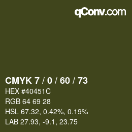 カラーコード: CMYK 7 / 0 / 60 / 73 | qconv.com