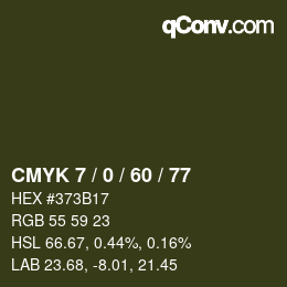 カラーコード: CMYK 7 / 0 / 60 / 77 | qconv.com