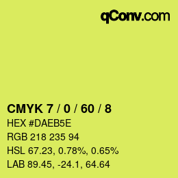 Farbcode: CMYK 7 / 0 / 60 / 8 | qconv.com