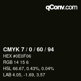 颜色代码: CMYK 7 / 0 / 60 / 94 | qconv.com