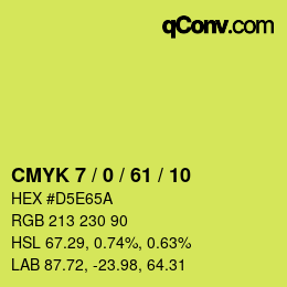 Color code: CMYK 7 / 0 / 61 / 10 | qconv.com