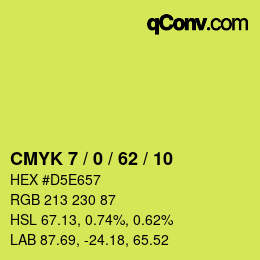 Color code: CMYK 7 / 0 / 62 / 10 | qconv.com