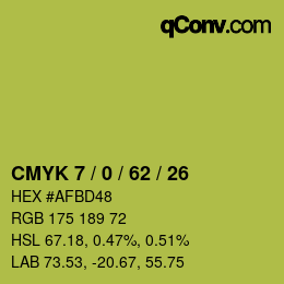 カラーコード: CMYK 7 / 0 / 62 / 26 | qconv.com