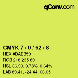 颜色代码: CMYK 7 / 0 / 62 / 8 | qconv.com