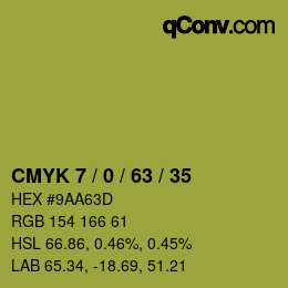 Farbcode: CMYK 7 / 0 / 63 / 35 | qconv.com