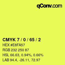 颜色代码: CMYK 7 / 0 / 65 / 2 | qconv.com