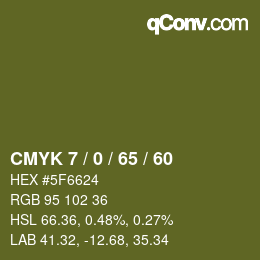 カラーコード: CMYK 7 / 0 / 65 / 60 | qconv.com