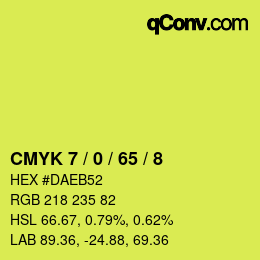 カラーコード: CMYK 7 / 0 / 65 / 8 | qconv.com
