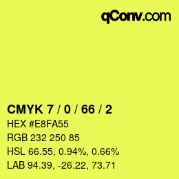 カラーコード: CMYK 7 / 0 / 66 / 2 | qconv.com