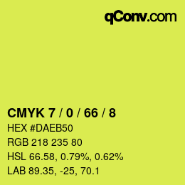 Color code: CMYK 7 / 0 / 66 / 8 | qconv.com