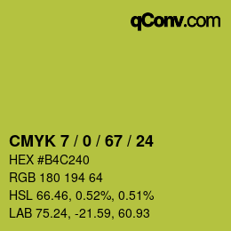 Color code: CMYK 7 / 0 / 67 / 24 | qconv.com