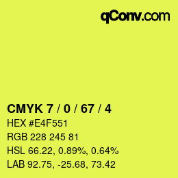 Color code: CMYK 7 / 0 / 67 / 4 | qconv.com