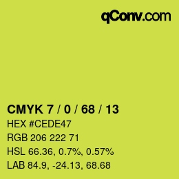 Color code: CMYK 7 / 0 / 68 / 13 | qconv.com