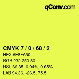 カラーコード: CMYK 7 / 0 / 68 / 2 | qconv.com