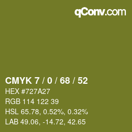 颜色代码: CMYK 7 / 0 / 68 / 52 | qconv.com